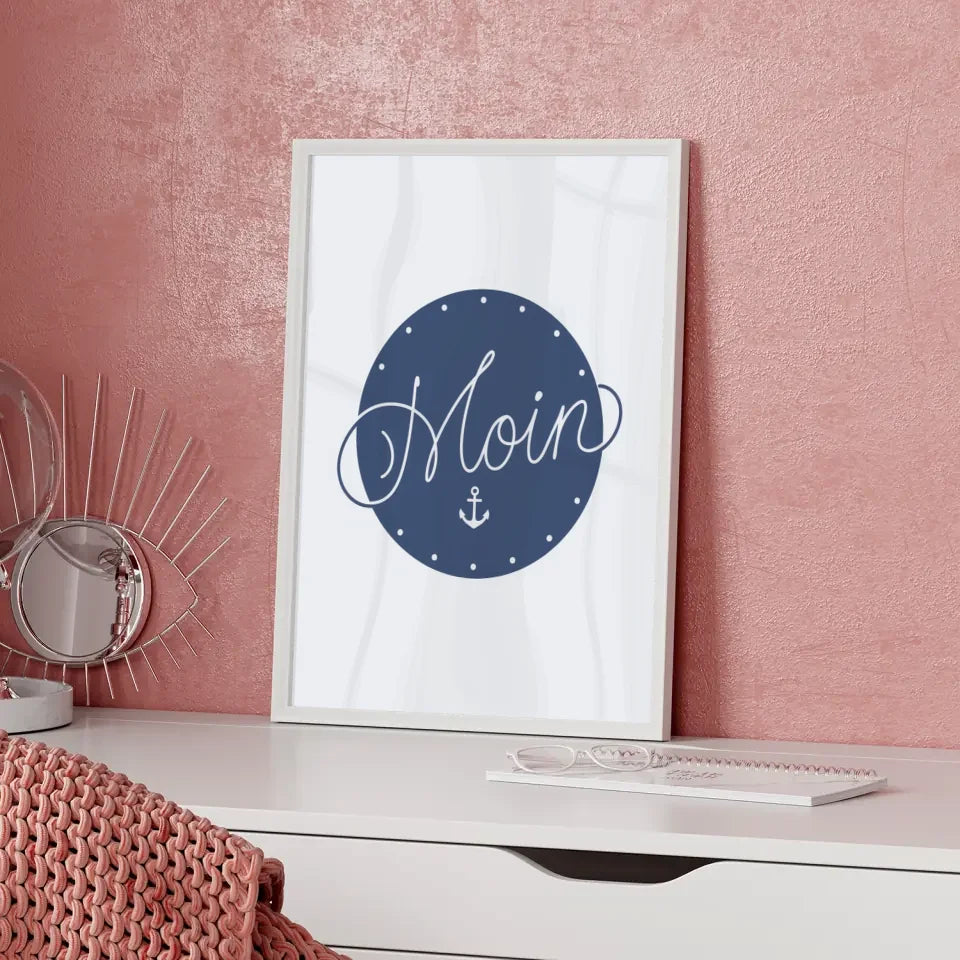 Poster mit Moin Design in Blau Minimalistisch und Elegant Dekorativ