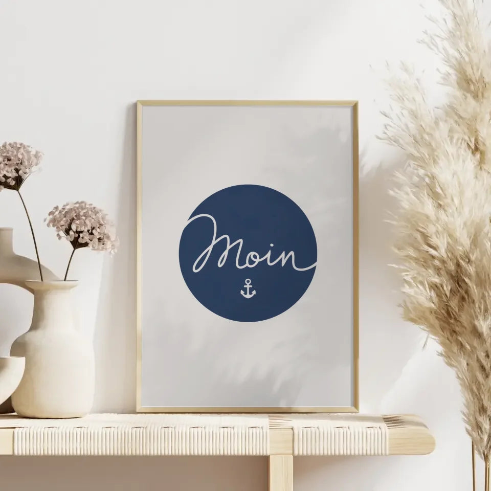 Poster mit Moin Design in Blau Minimalistisch und Elegant Dekorativ
