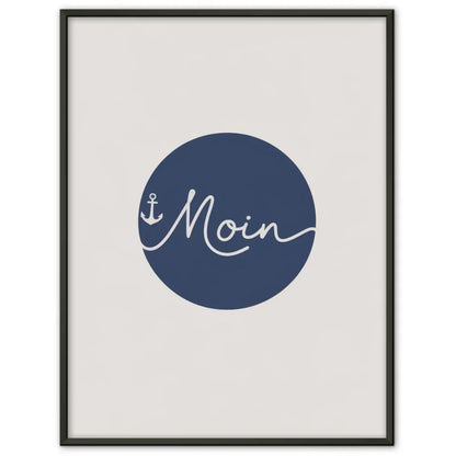 Minimalistisches Poster Moin mit Anker auf blauem Hintergrund
