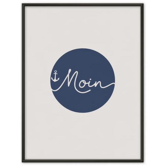 Minimalistisches Poster Moin mit Anker auf blauem Hintergrund