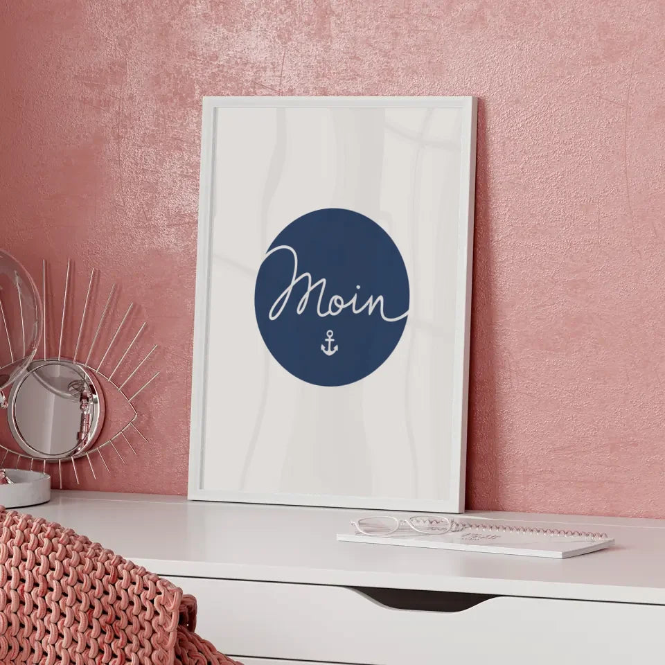 Poster mit Moin Design in Blau Minimalistisch und Elegant Dekorativ