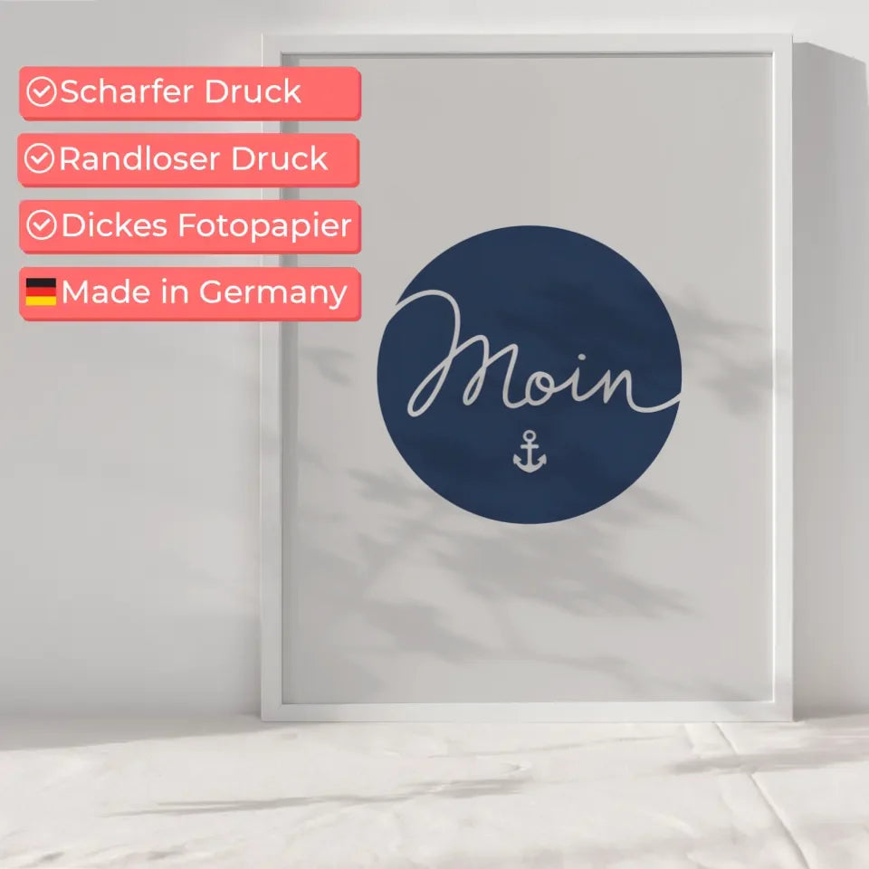 Poster mit Moin Design in Blau Minimalistisch und Elegant Dekorativ