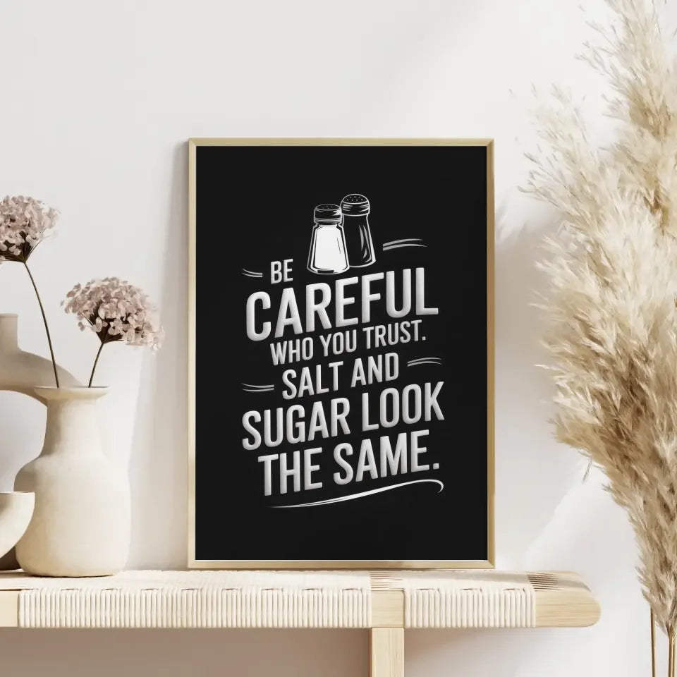 Poster mit Stil Seien Sie vorsichtig wer Ihnen vertraut im Vintage Design