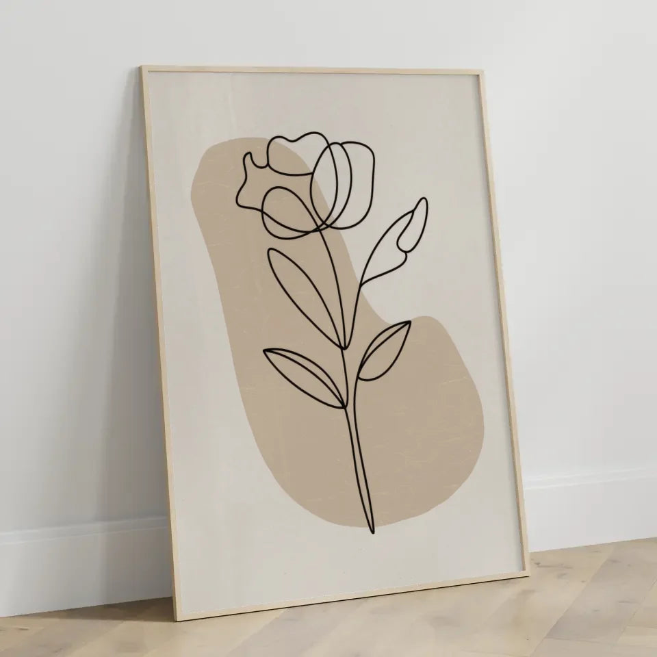 Minimalistisches Poster einer Blume im abstrakten Design für dein Zuhause