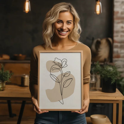 Minimalistisches Poster einer Blume im abstrakten Design für dein Zuhause
