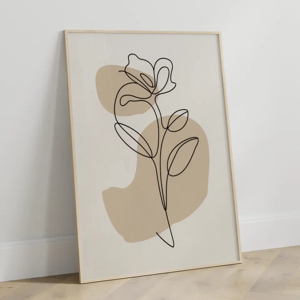 Minimalistisches Poster einer Blume im abstrakten Design für dein Zuhause