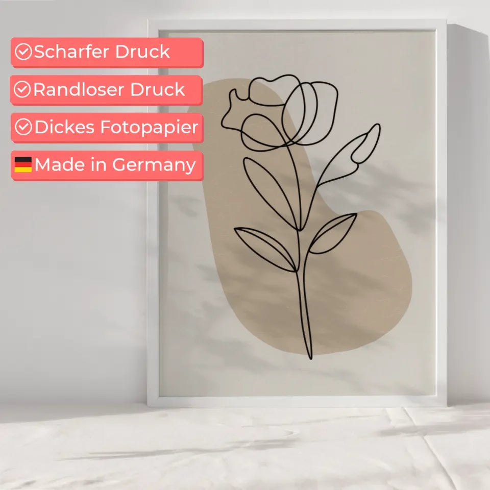 Minimalistisches Poster einer Blume im abstrakten Design für dein Zuhause