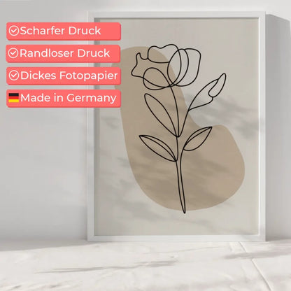 Minimalistisches Poster einer Blume im abstrakten Design für dein Zuhause