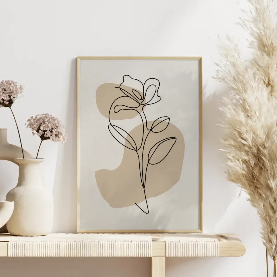 Minimalistisches Poster einer Blume im abstrakten Design für dein Zuhause