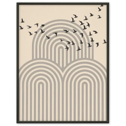 Minimalistisches Poster mit Vögeln und Bögen in Beige gestalten