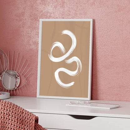 Minimalistisches Poster mit abstrakten Linien auf beigem Hintergrund