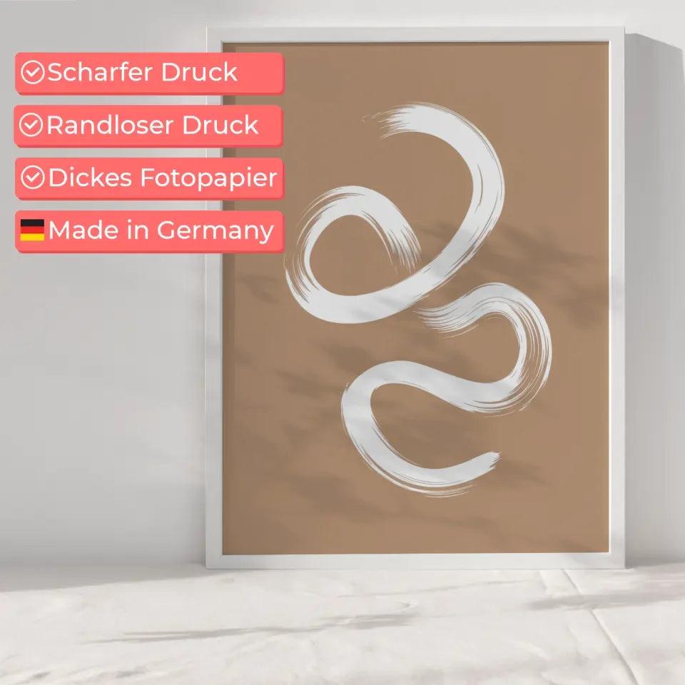 Minimalistisches Poster mit abstrakten Linien auf beigem Hintergrund