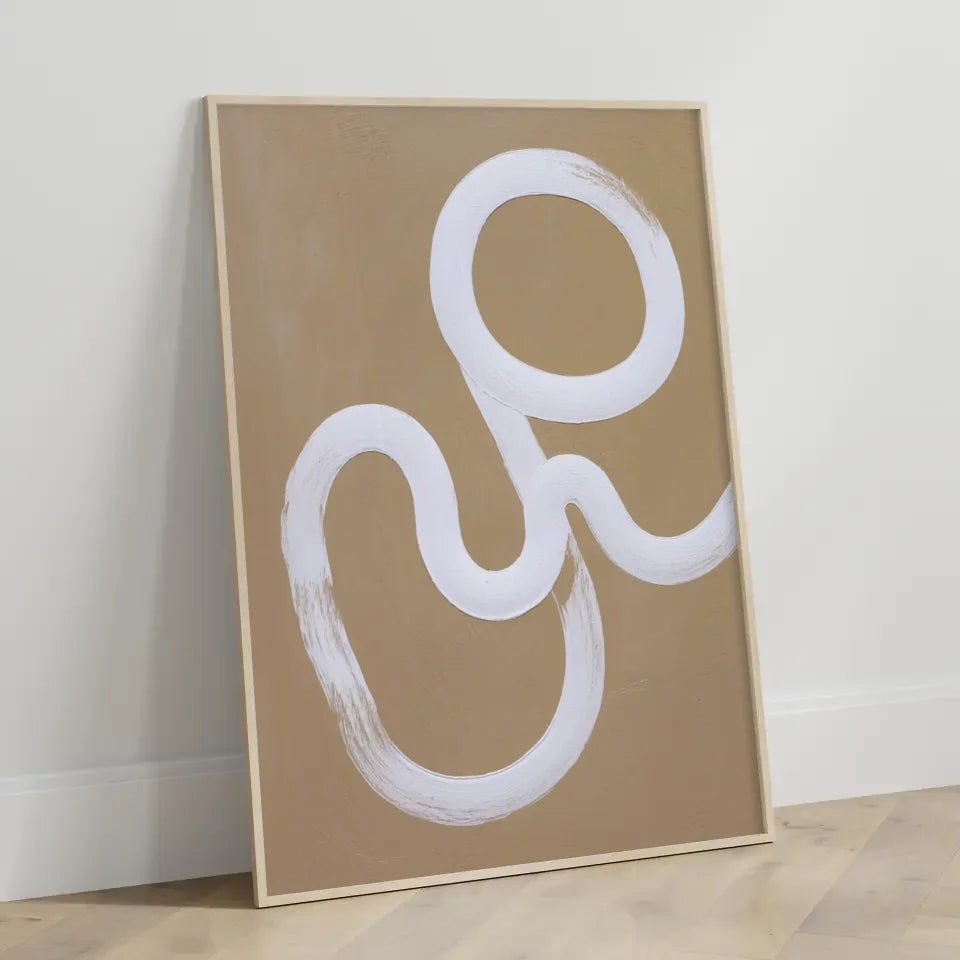 Minimalistisches Poster mit abstrakten Linien auf beigem Hintergrund