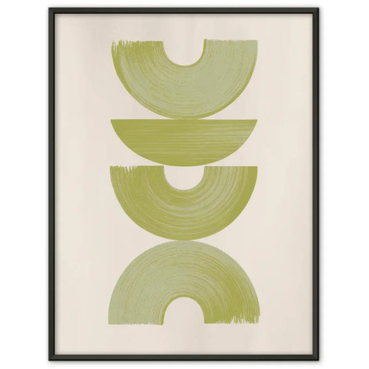 Minimalistisches Poster mit geometrischen Formen in Grün auf Beige