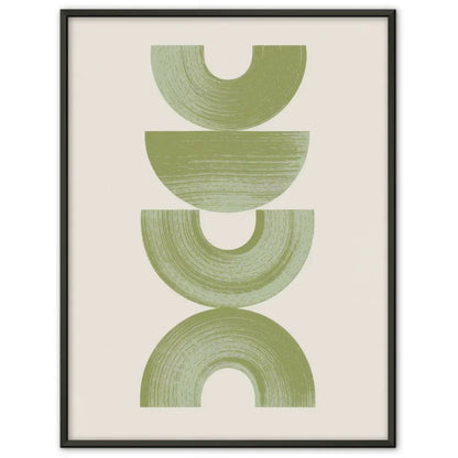 Minimalistisches Poster mit geometrischen Formen in Grün auf Beige