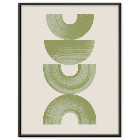 Minimalistisches Poster mit geometrischen Formen in Grün auf Beige