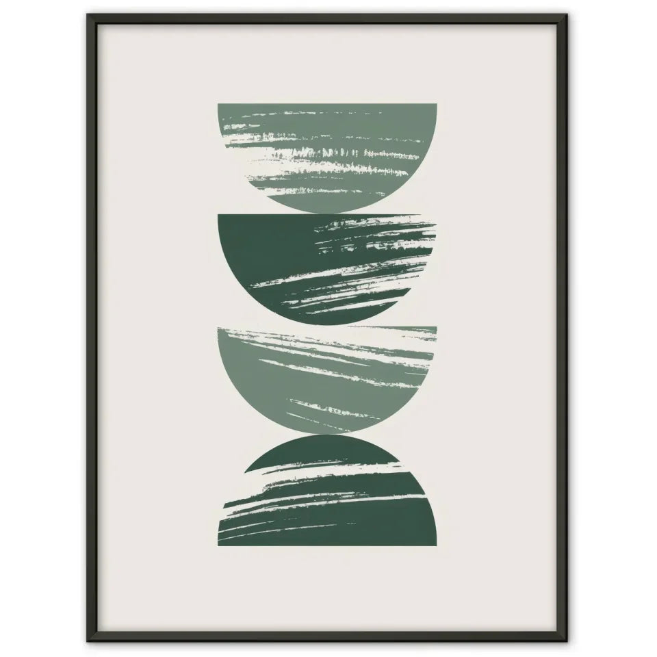 Minimalistisches Poster mit geometrischen Formen in Grün auf Beige