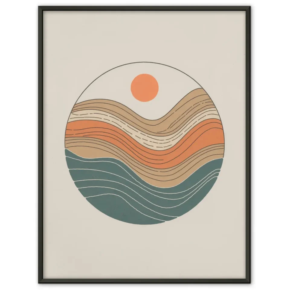 Minimales Poster mit kreisförmiger Kunst in sanften Farben