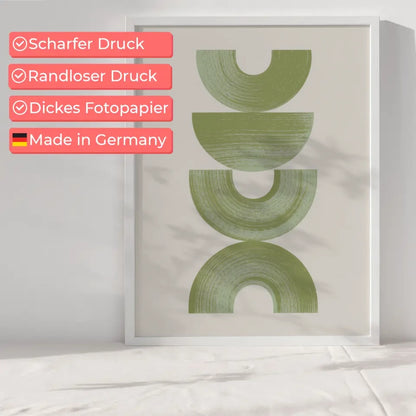 Minimalistisches Poster mit geometrischen Formen in Grün auf Beige