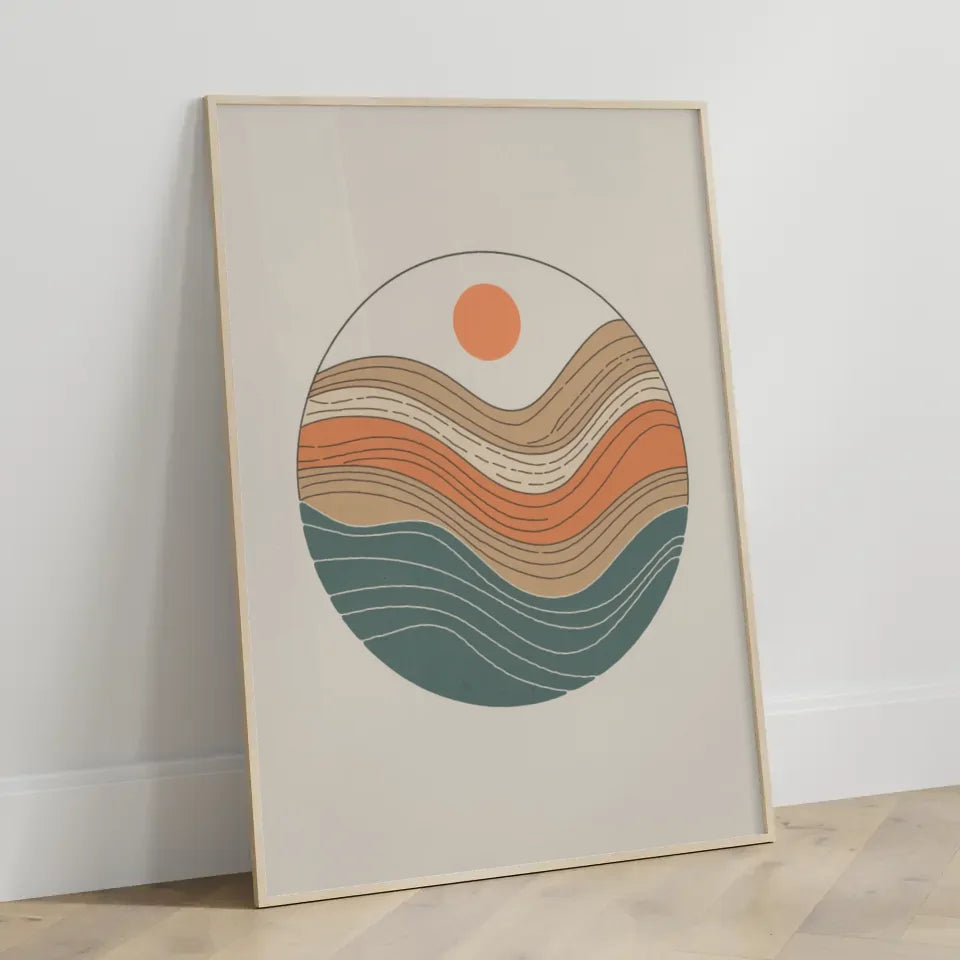 Minimales Poster mit kreisförmiger Kunst in sanften Farben