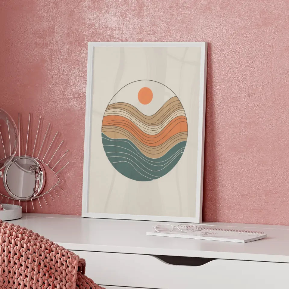 Minimales Poster mit kreisförmiger Kunst in sanften Farben