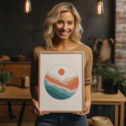 Minimales Poster mit kreisförmiger Kunst in sanften Farben