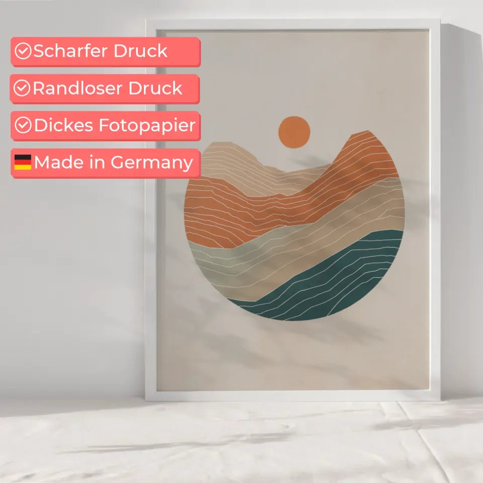 Minimales Poster mit kreisförmiger Kunst in sanften Farben