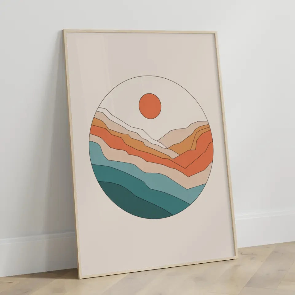 Minimales Poster mit kreisförmiger Kunst in sanften Farben