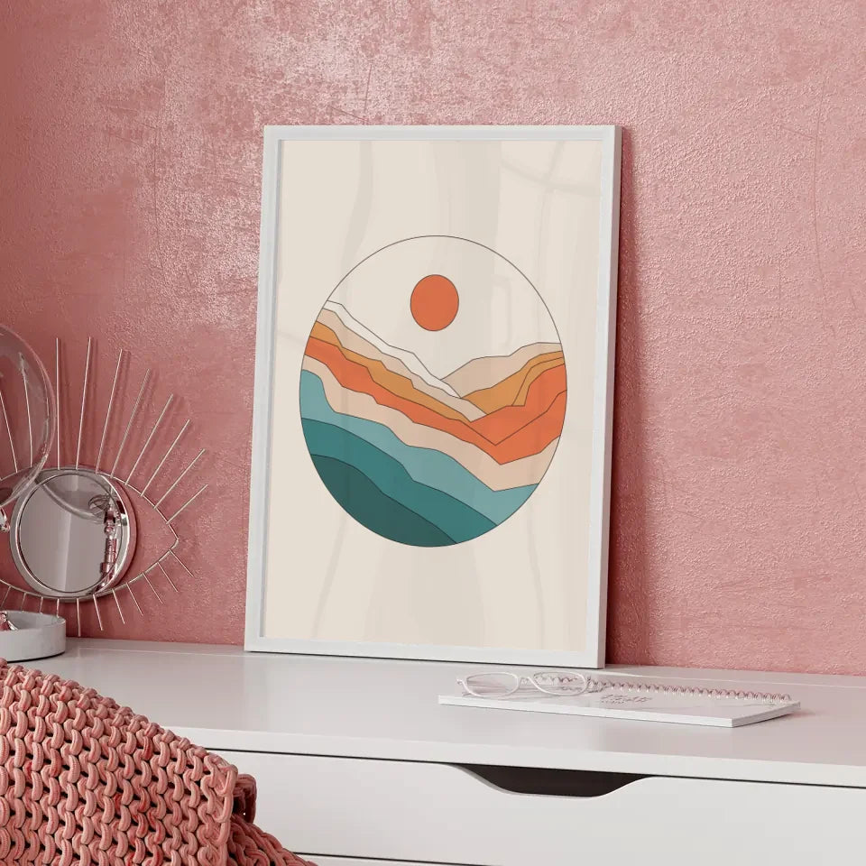 Minimales Poster mit kreisförmiger Kunst in sanften Farben