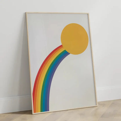Bunter minimalistischer Poster mit Kreis und Regenbogen für dein Zuhause
