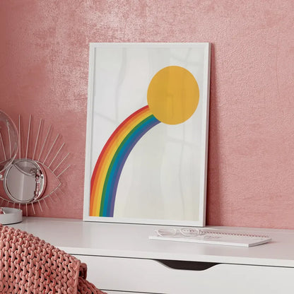Bunter minimalistischer Poster mit Kreis und Regenbogen für dein Zuhause