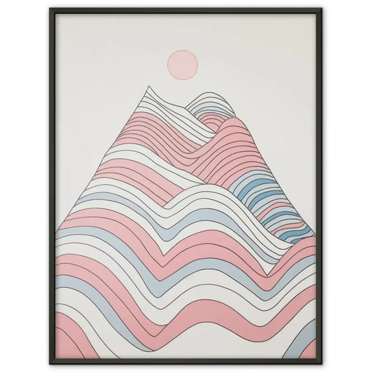 Minimalistischer Poster mit Bergmotiv in Pastellfarben für dein Zuhause