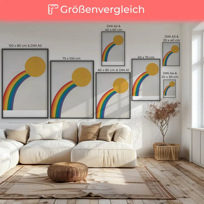 Bunter minimalistischer Poster mit Kreis und Regenbogen für dein Zuhause