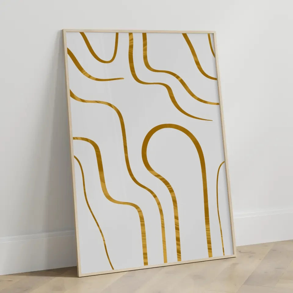Goldene Wellenlinien Poster für elegantes minimalistisches Design