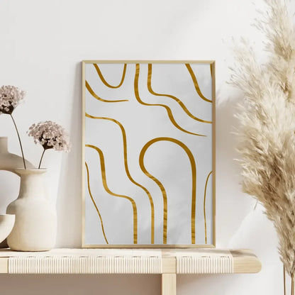 Goldene Wellenlinien Poster für elegantes minimalistisches Design