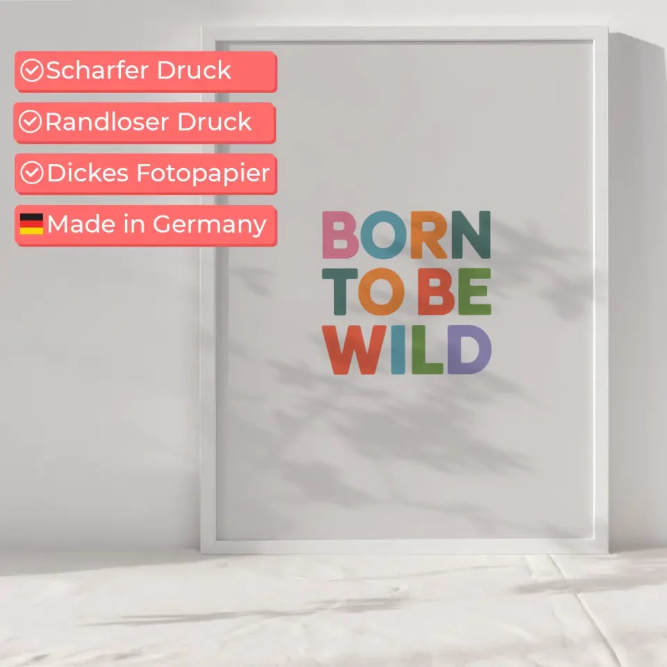 Poster Born to Be Wild in Pastellfarben minimalistisches Kunstwerk