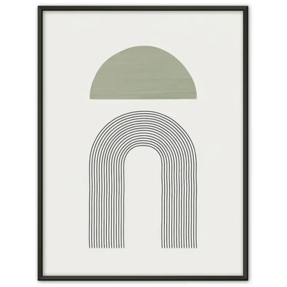 Minimalistisches Poster mit grünem Halbkreis und schwarzen Linien