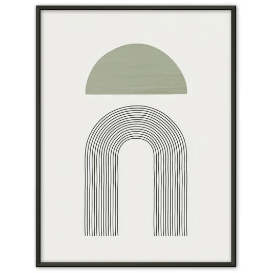 Minimalistisches Poster mit grünem Halbkreis und schwarzen Linien