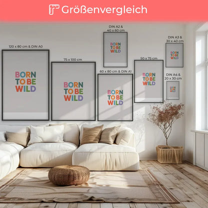 Poster Born to Be Wild in Pastellfarben minimalistisches Kunstwerk