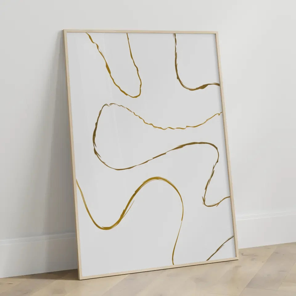Goldene Wellenlinien Poster für elegantes minimalistisches Design