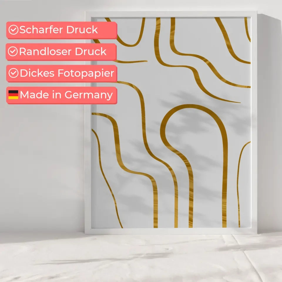 Goldene Wellenlinien Poster für elegantes minimalistisches Design