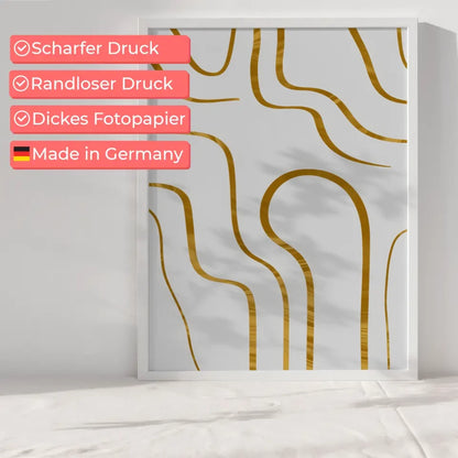 Goldene Wellenlinien Poster für elegantes minimalistisches Design