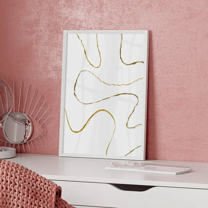 Goldene Wellenlinien Poster für elegantes minimalistisches Design