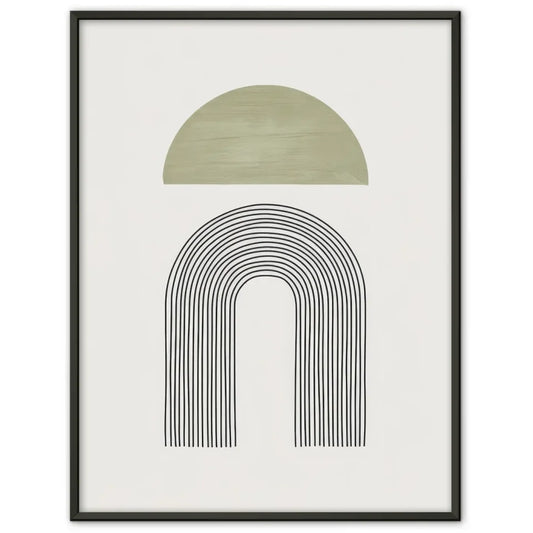 Minimalistisches Poster mit grünem Halbkreis und schwarzen Linien