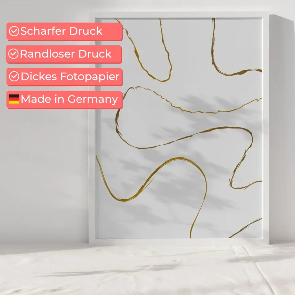 Goldene Wellenlinien Poster für elegantes minimalistisches Design