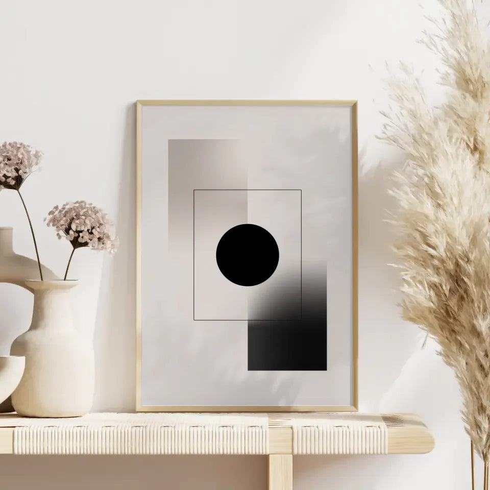 Geometrisches Kunst Poster mit minimalistischen Formen und Farbverlauf