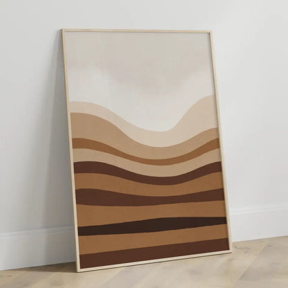 Minimales Kunstposter mit Brauntönen und Licht für ruhige Räume
