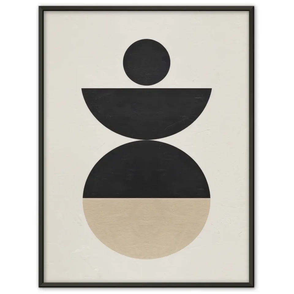 Minimalistisches Poster mit geometrischen Formen in Beige und Schwarz