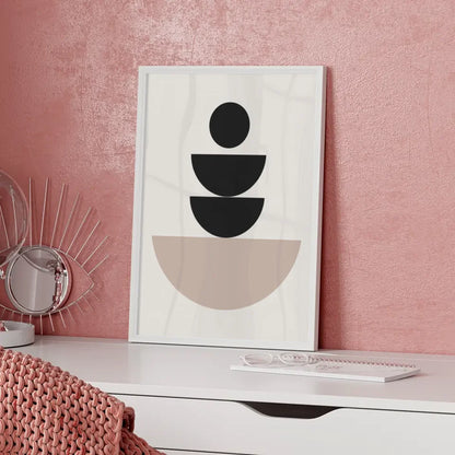 Minimalistisches Poster mit geometrischen Formen in Beige und Schwarz