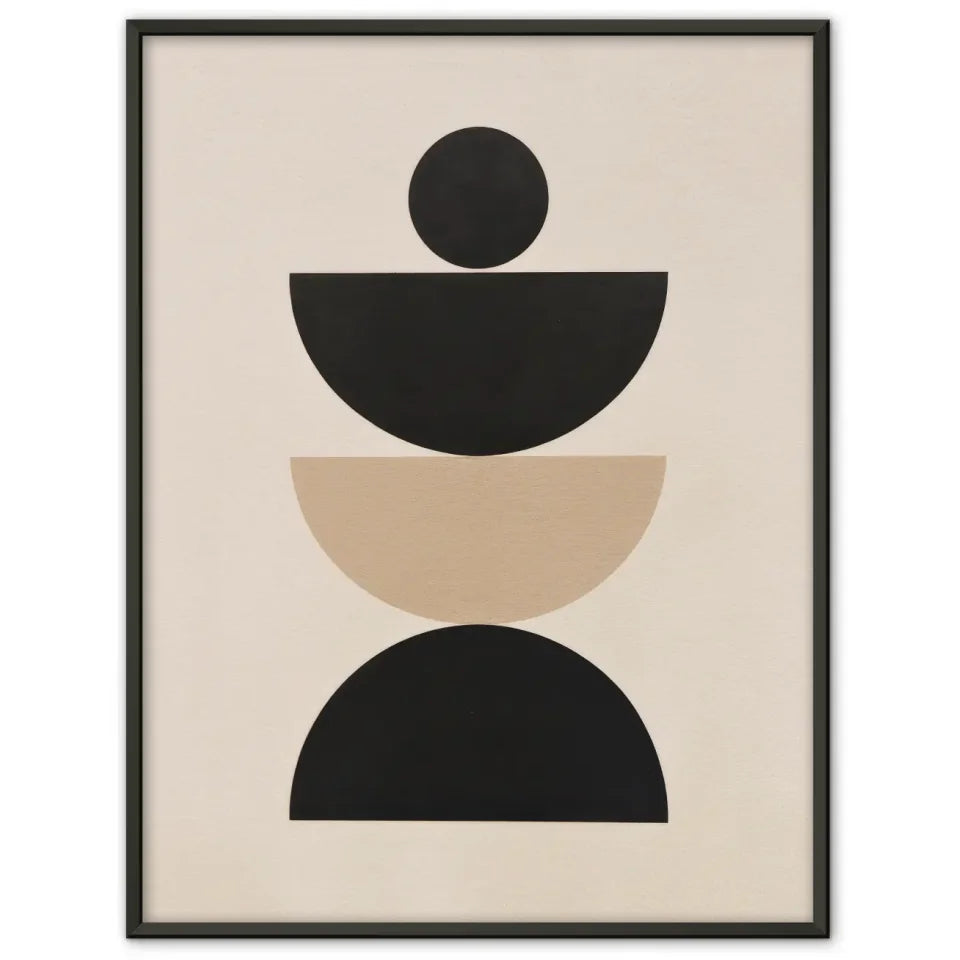 Minimalistisches Poster mit geometrischen Formen in Beige und Schwarz